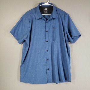 Zeroxposur Shirt Mens XL Blue Short Sleeve Button Up Lightweight Polyester Blend